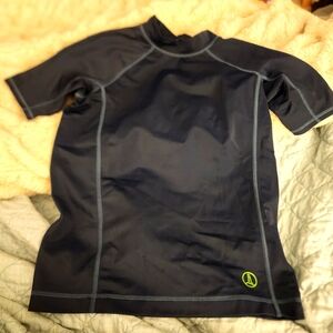 Sz 8 Lands End Short Sleeve Navy Blue Rash Guard